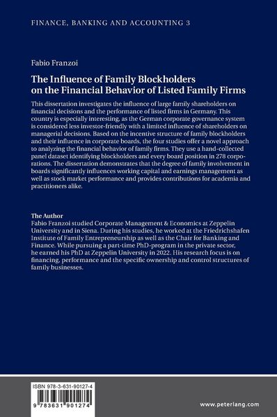 Produktbild: The Influence of Family Blockholders on the Financial Behavior of Listed Family Firms