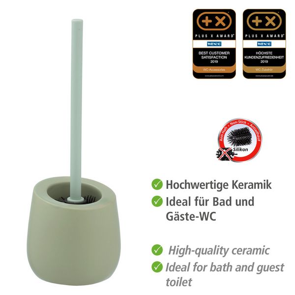 Produktbild: WC-Garnitur Mod. Badi Lindgr&uuml;n Keramik, mit Silikon-B&uuml;rstenkopf