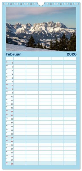 Produktbild: Familienplaner 2026 - Der Wilde Kaiser, das Kletterparadies bei Kitzb&uuml;hel mit 5 Spalten (Wandkalender, 21 x 45 cm) CALVENDO