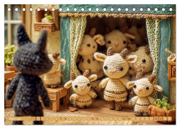 Produktbild: Amigurumi M&auml;rchenstunde nach den Gebr&uuml;dern Grimm (Tischkalender 2026 DIN A5 quer), CALVENDO Monatskalender