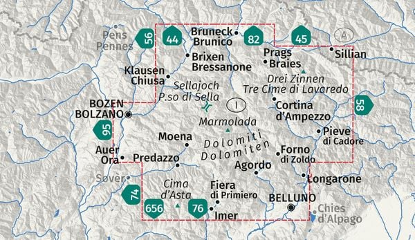 Produktbild: KOMPASS Wanderkarten-Set 672 Dolomiten, Dolomiti, Dolomites (4 Karten) 1:35.000