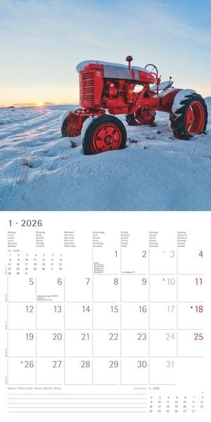 Produktbild: Traktoren 2026 - Broschürenkalender 30x30 cm (30x60 geöffnet) - Kalender mit Platz für Notizen - Tractors - Bildkalender - Wandplaner - Wandkalender