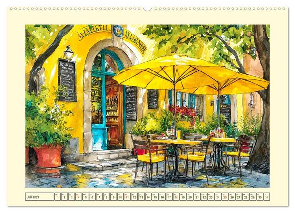 Produktbild: Gastgarten Idylle. Sommerliche Freude im Aquarellstil (Wandkalender 2027 DIN A2 quer), CALVENDO Monatskalender