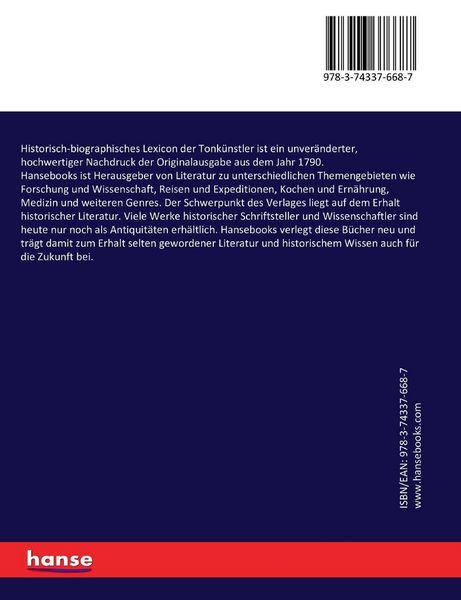 Produktbild: Historisch-biographisches Lexicon der Tonk&uuml;nstler