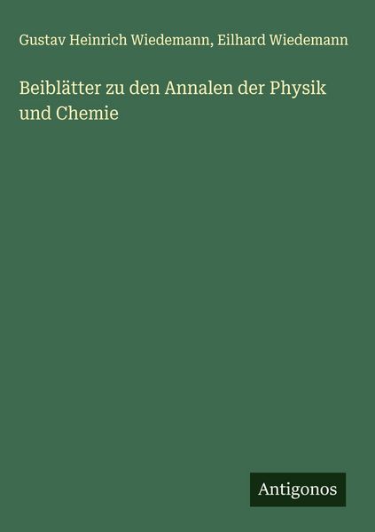 Produktbild: Beibl&auml;tter zu den Annalen der Physik und Chemie