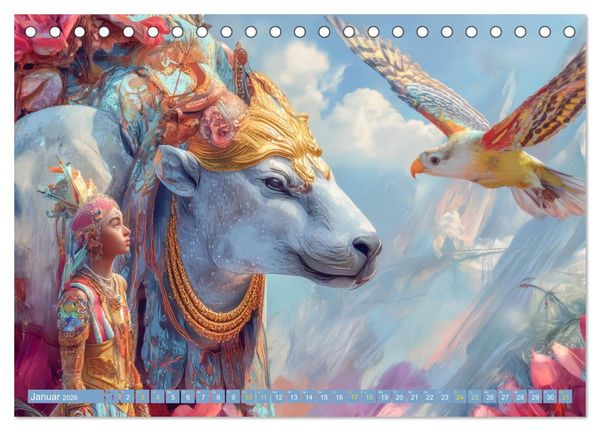 Produktbild: Tierparadies - Tierische Fantasiewelten (Tischkalender 2026 DIN A5 quer), CALVENDO Monatskalender
