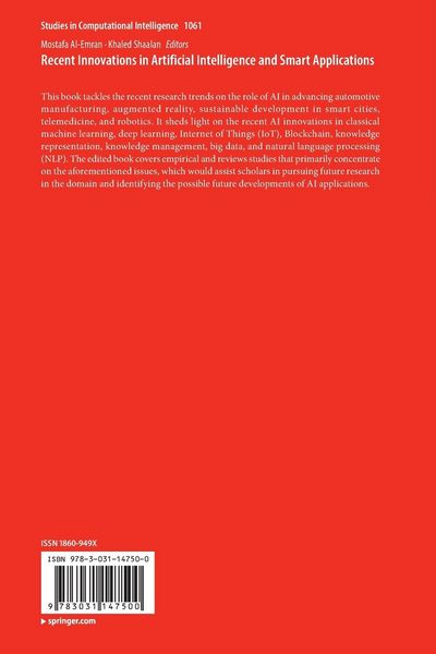 Produktbild: Recent Innovations in Artificial Intelligence and Smart Applications