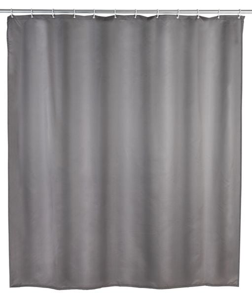 Anti-Schimmel Duschvorhang Uni Grey, Textil (Polyester), 180 x 200 cm, waschbar