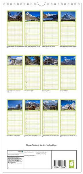 Produktbild: Familienplaner 2026 - Nepal- Trekking durchs Hochgebirge mit 5 Spalten (Wandkalender, 21 x 45 cm) CALVENDO