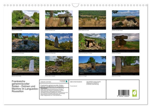 Produktbild: Frankreichs geheimnisvoller S&uuml;den - Dolmen und Menhire im Languedoc-Roussillon (Wandkalender 2026 DIN A3 quer), CALVENDO Monatskalender