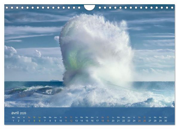 Produktbild: Temp&ecirc;tes c&ocirc;ti&egrave;res - La puissance brute des vagues (Calendrier mural 2026 DIN A4 vertical), CALVENDO calendrier mensuel