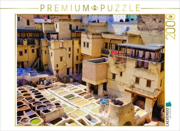 CALVENDO Puzzle Marokko - Die Gerbereien im Gerberviertel in der Medina von Fès | 2000 Teile Lege-Größe 90x67cm Foto-Puzzle für glückliche Stunden