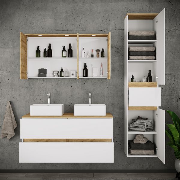 Produktbild: 5-tlg. Badm&ouml;bel-Set mit Waschbecken Cosila-A 111cm