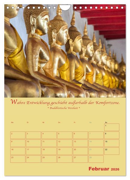 Produktbild: BUDDHA IN GOLD - Mit buddhistischen Spr&uuml;chen (Wandkalender 2026 DIN A4 hoch), CALVENDO Monatskalender