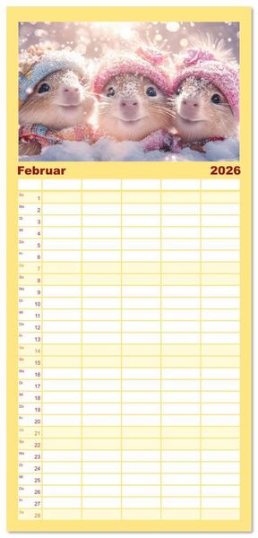 Produktbild: Familienplaner 2026 - Capybara Zeit mit 5 Spalten (Wandkalender, 21 x 45 cm) CALVENDO