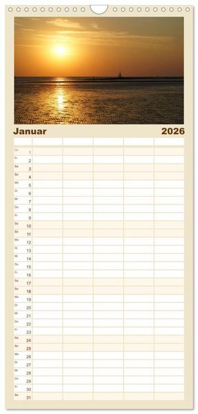 Produktbild: Familienplaner 2026 - Norderney - von barfu&szlig; bis Lackschuh mit 5 Spalten (Wandkalender, 21 x 45 cm) CALVENDO