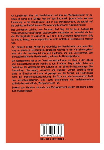 Produktbild: Handels- und Wertpapierrecht f&uuml;r Versicherungskaufleute