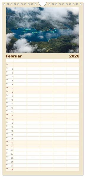 Produktbild: Familienplaner 2026 - Zauber der Zugspitze mit 5 Spalten (Wandkalender, 21 x 45 cm) CALVENDO