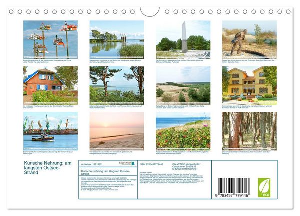 Produktbild: Kurische Nehrung: am l&auml;ngsten Ostsee-Strand (Wandkalender 2026 DIN A4 quer), CALVENDO Monatskalender