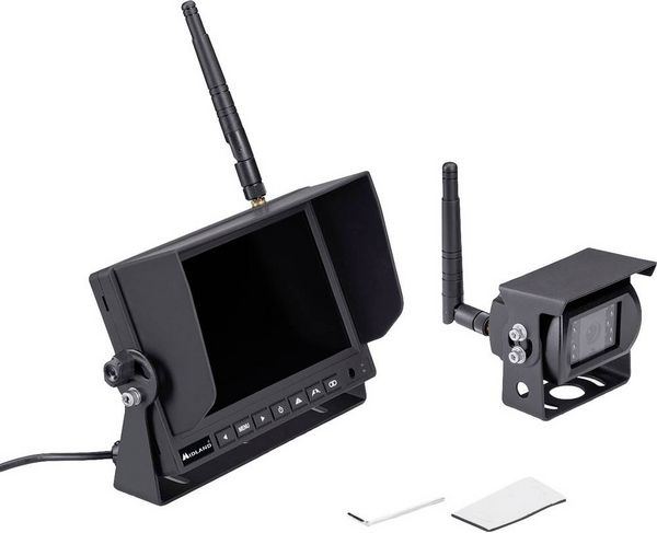 Midland Truck Guardian PRO Funk-Rückfahrvideosystem 4 Kamera-Eingänge, Abstandshilfslinien, IR-Zusatzlicht, integriertes Mikrofon