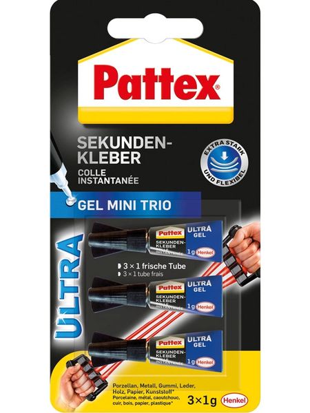 Pattex Kleben Pattex Sekundenkleber Ultra Gel Mini Trio, 3 1 g