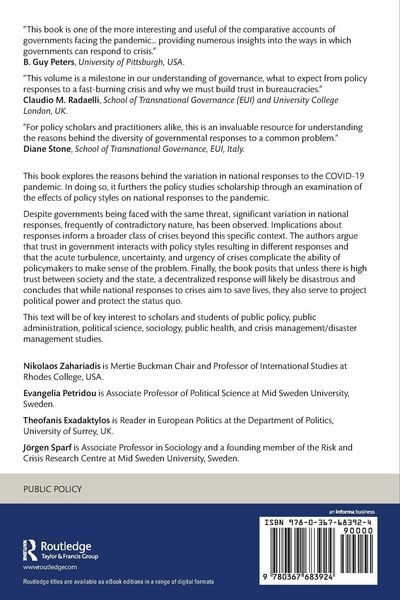 Produktbild: Policy Styles and Trust in the Age of Pandemics