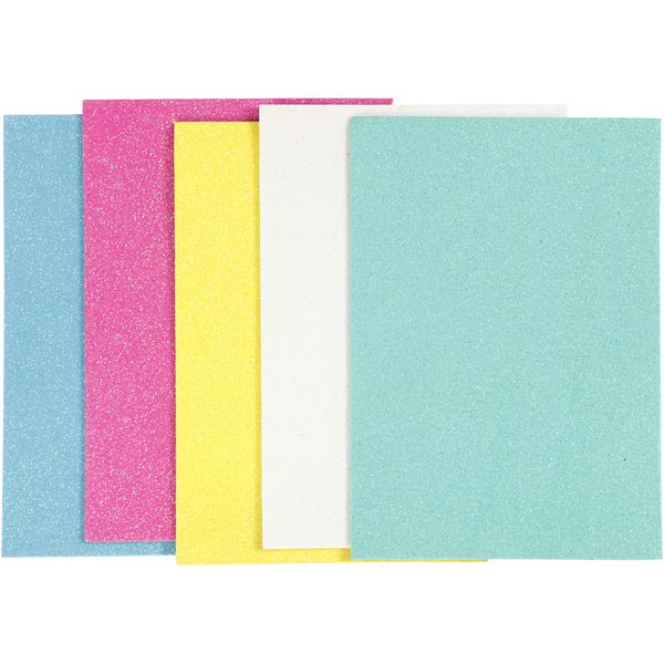 Produktbild: Creativ Company Moosgummi-Bl&auml;tter, A5, 148x210 mm, Dicke 2 mm, Sortierte Farben, 5 Blatt