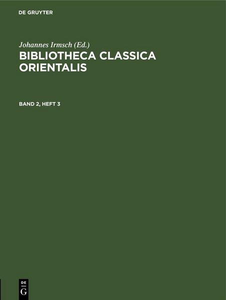 Produktbild: Bibliotheca Classica Orientalis. Band 2, Heft 3