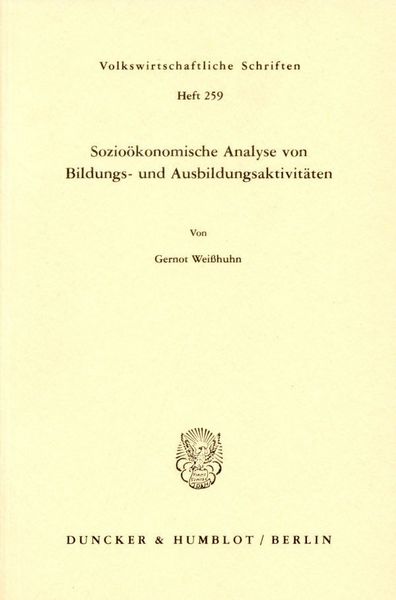Produktbild: Sozio&ouml;konomische Analyse von Bildungs- und Ausbildungsaktivit&auml;ten.
