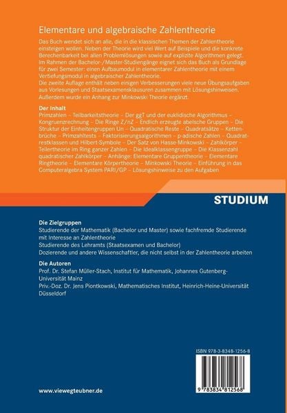 Produktbild: Elementare und algebraische Zahlentheorie
