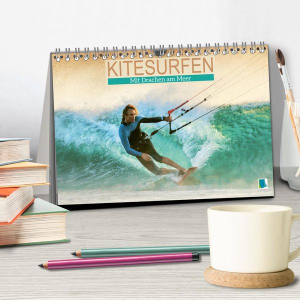 Produktbild: Kitesurfen: Mit Drachen am Meer (Tischkalender 2026 DIN A5 quer), CALVENDO Monatskalender