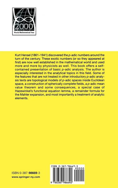 Produktbild: A Course in p-adic Analysis