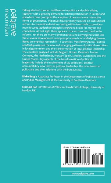 Produktbild: Transforming Political Leadership in Local Government