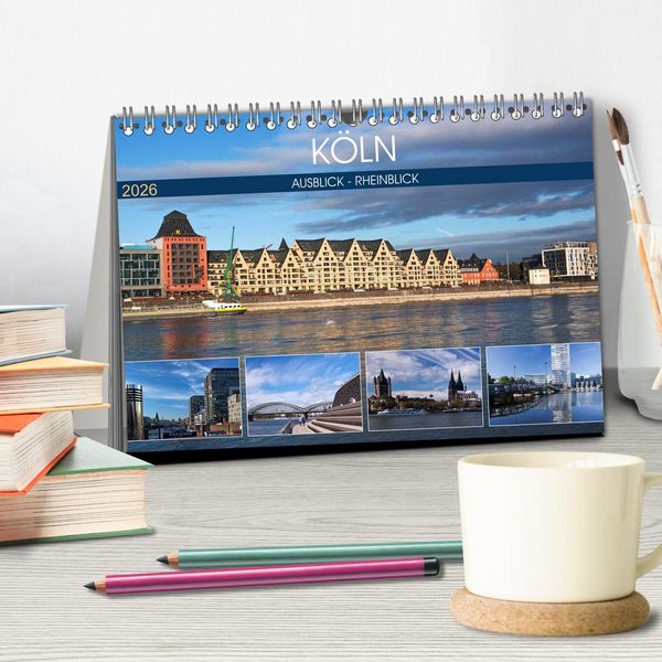 Produktbild: K&Ouml;LN AUSBLICK - RHEINBLICK (Tischkalender 2026 DIN A5 quer), CALVENDO Monatskalender