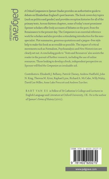 Produktbild: A Critical Companion to Spenser Studies