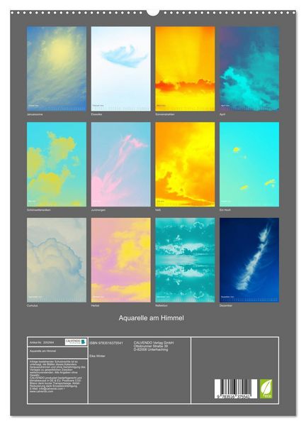 Produktbild: Aquarelle am Himmel (hochwertiger Premium Wandkalender 2026 DIN A2 hoch), Kunstdruck in Hochglanz