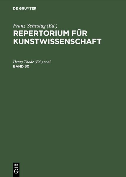 Produktbild: Repertorium f&uuml;r Kunstwissenschaft. Band 30