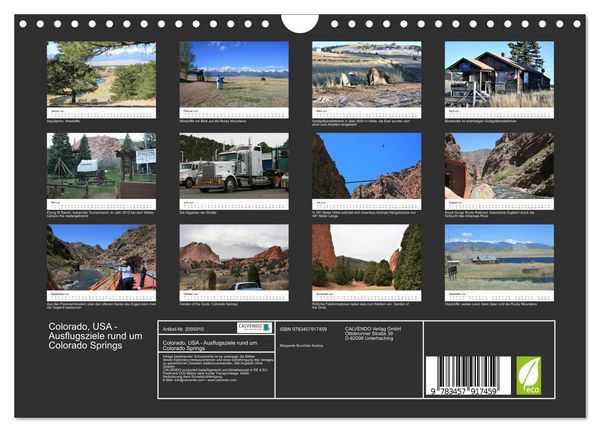 Produktbild: Colorado, USA - Ausflugsziele rund um Colorado Springs (Wandkalender 2026 DIN A4 quer), CALVENDO Monatskalender