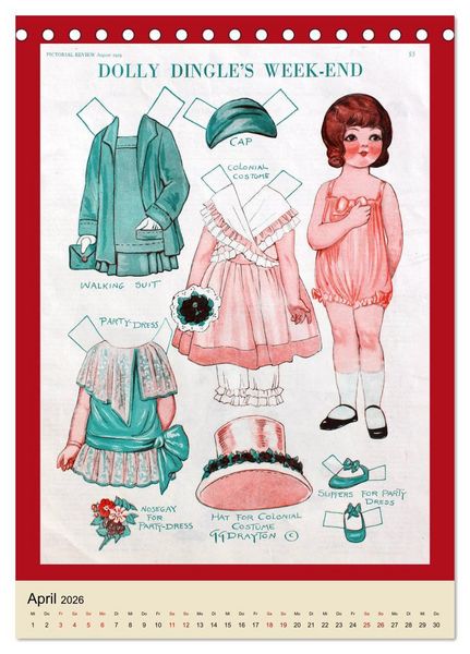 Produktbild: Dolly Dingle Kalender - Anziehpuppen von Grace G. Drayton (Tischkalender 2026 DIN A5 hoch), CALVENDO Monatskalender
