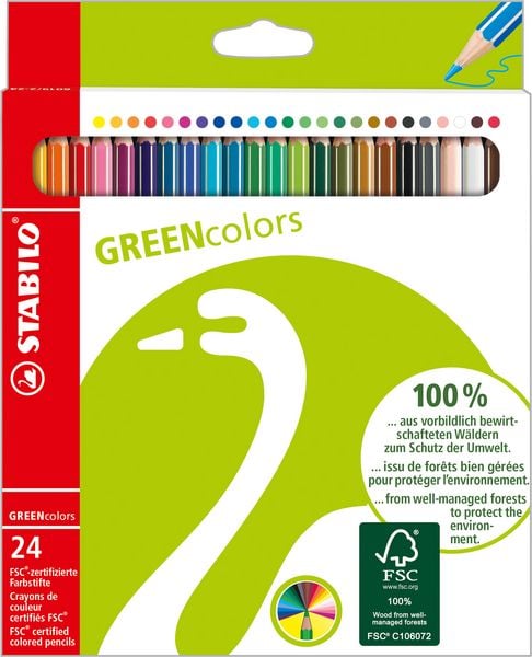 Produktbild: STABILO Umweltfreundlicher Buntstift -   GREENcolors - 24er Pack - mit 24 verschiedenen Farben