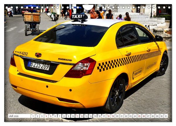 Produktbild: CUBA TAXIS - Havannas gelbe Flotte (Wandkalender 2026 DIN A4 quer), CALVENDO Monatskalender