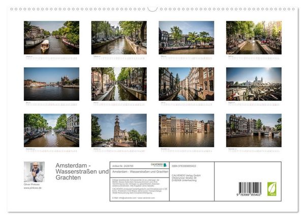 Produktbild: Amsterdam - Wasserstra&szlig;en und Grachten (hochwertiger Premium Wandkalender 2027 DIN A2 quer), Kunstdruck in Hochglanz
