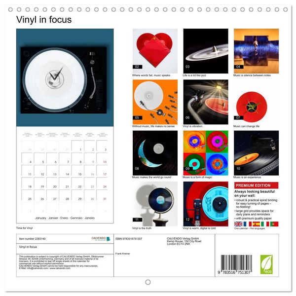 Produktbild: Vinyl in focus (Wall Calendar 2027 12 &times; 12 Inch) CALVENDO 12 Month Wall Calendar