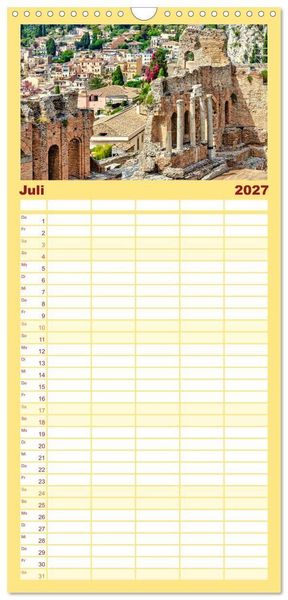 Produktbild: Familienplaner 2027 - Taormina - Juwel Siziliens mit antikem Charme mit 5 Spalten (Wandkalender, 21 x 45 cm) CALVENDO