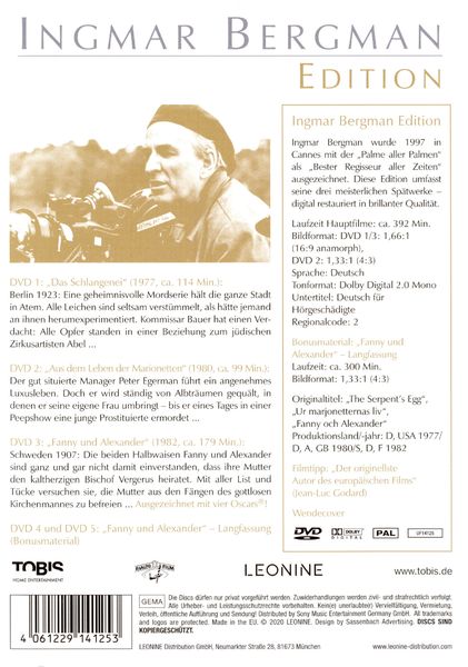 Produktbild: Ingmar Bergman Edition [5 DVDs]