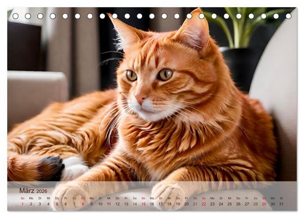 Produktbild: Rote Katzen (Tischkalender 2026 DIN A5 quer), CALVENDO Monatskalender
