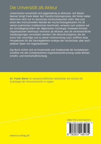 Produktbild: Die Universit&auml;t als Akteur
