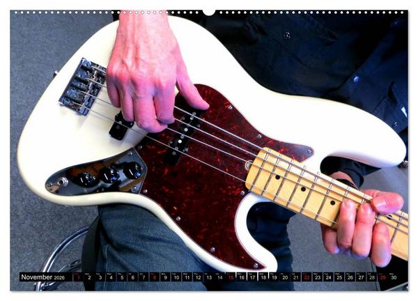 Produktbild: BASS GUITARS put into the spotlight (High Quality Premium Wall Calendar 2026 DIN A2 landscape),CALVENDO 12 Month Wall Calendar