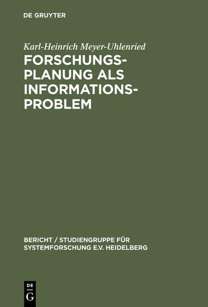 Produktbild: Forschungsplanung als Informationsproblem