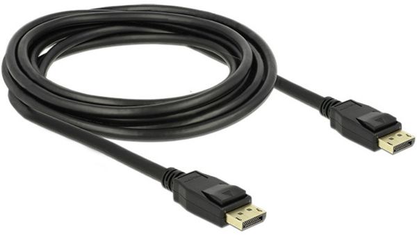 Produktbild: Delock DisplayPort Anschlusskabel DisplayPort Stecker, DisplayPort Stecker 3.00 m Schwarz 83807 vergoldete Steckkontakte DisplayPort-Kabel